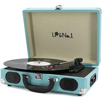 LP&No.1 Portable Suitcase Turntable with Stereo Speaker,3 Speeds Belt-Drive