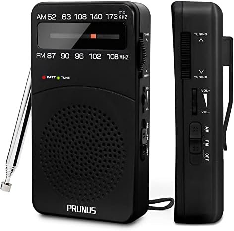 PRUNUS J-166 Portable Radio AM FM, Battery Operated with Tuning Light, Back