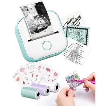 Memoking Label Makers - T02 Mini Portable Small Printer with 3 Rolls Paper
