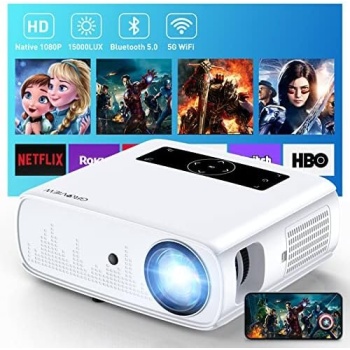 GROVIEW Projector, 15000lux 490ANSI Native 1080P WiFi Bluetooth Projector